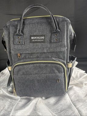 Mokaloo Gray Backpack Bag / diaper bag - Versatile Travel & Work Pack